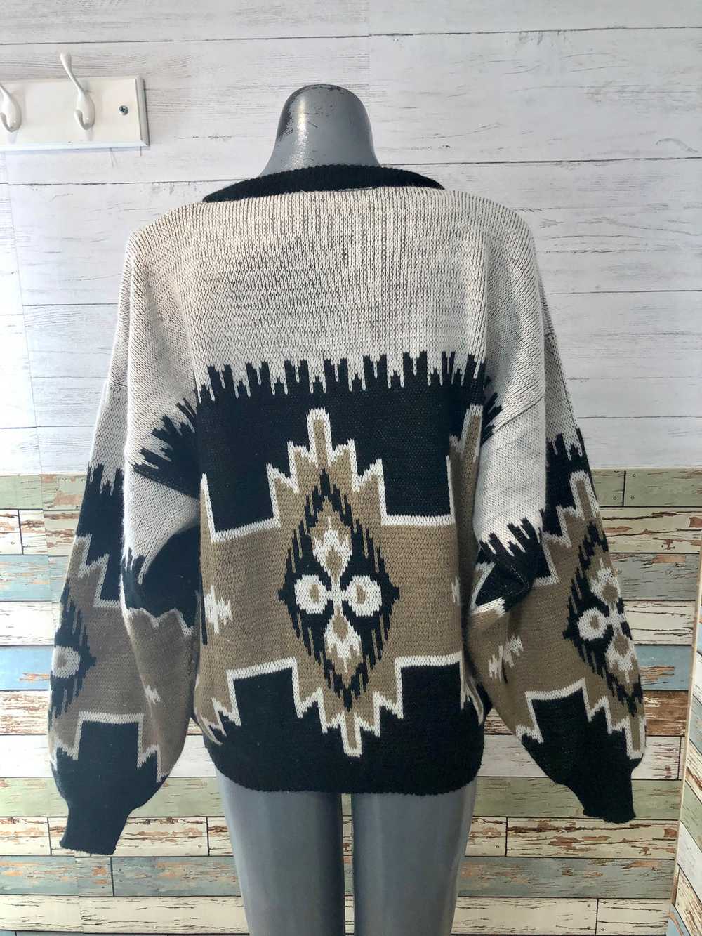 90’s Patterned Crewneck Pull Over Sweater - image 5