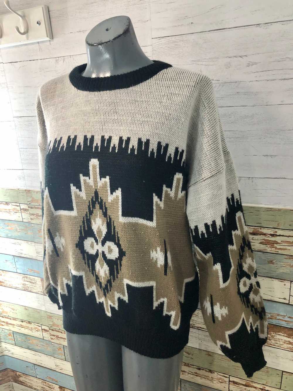 90’s Patterned Crewneck Pull Over Sweater - image 6