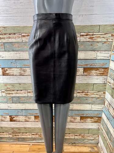 90’s Pencil Black Leather Skirt