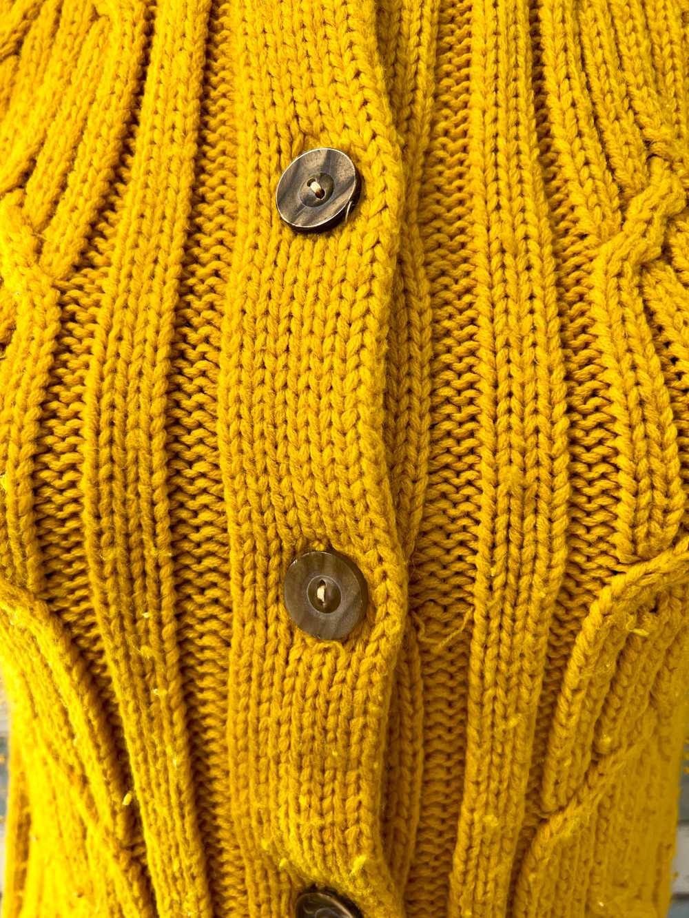 70’s Bright Yellow Embroiled Panel Cardigan Sweat… - image 5