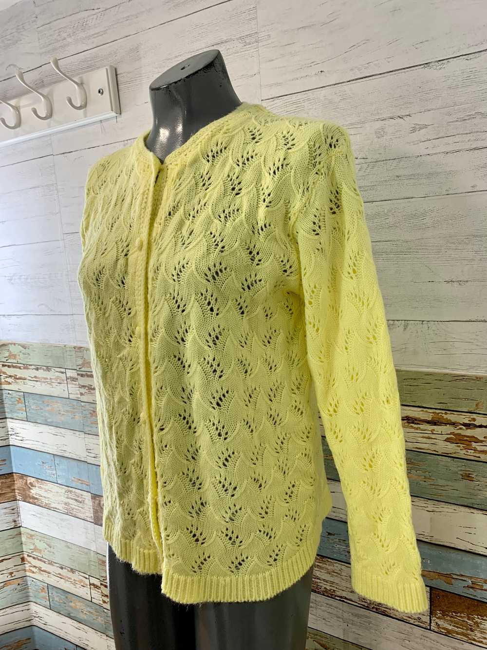 70’s Bright Yellow Knit Cardigan Sweater - image 2
