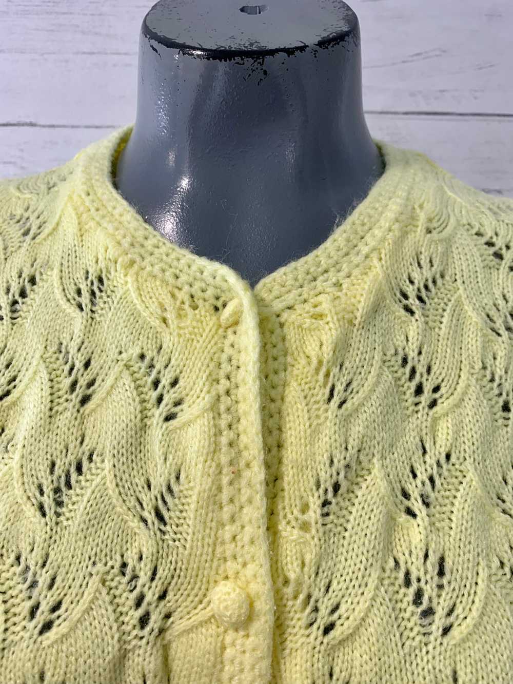 70’s Bright Yellow Knit Cardigan Sweater - image 3
