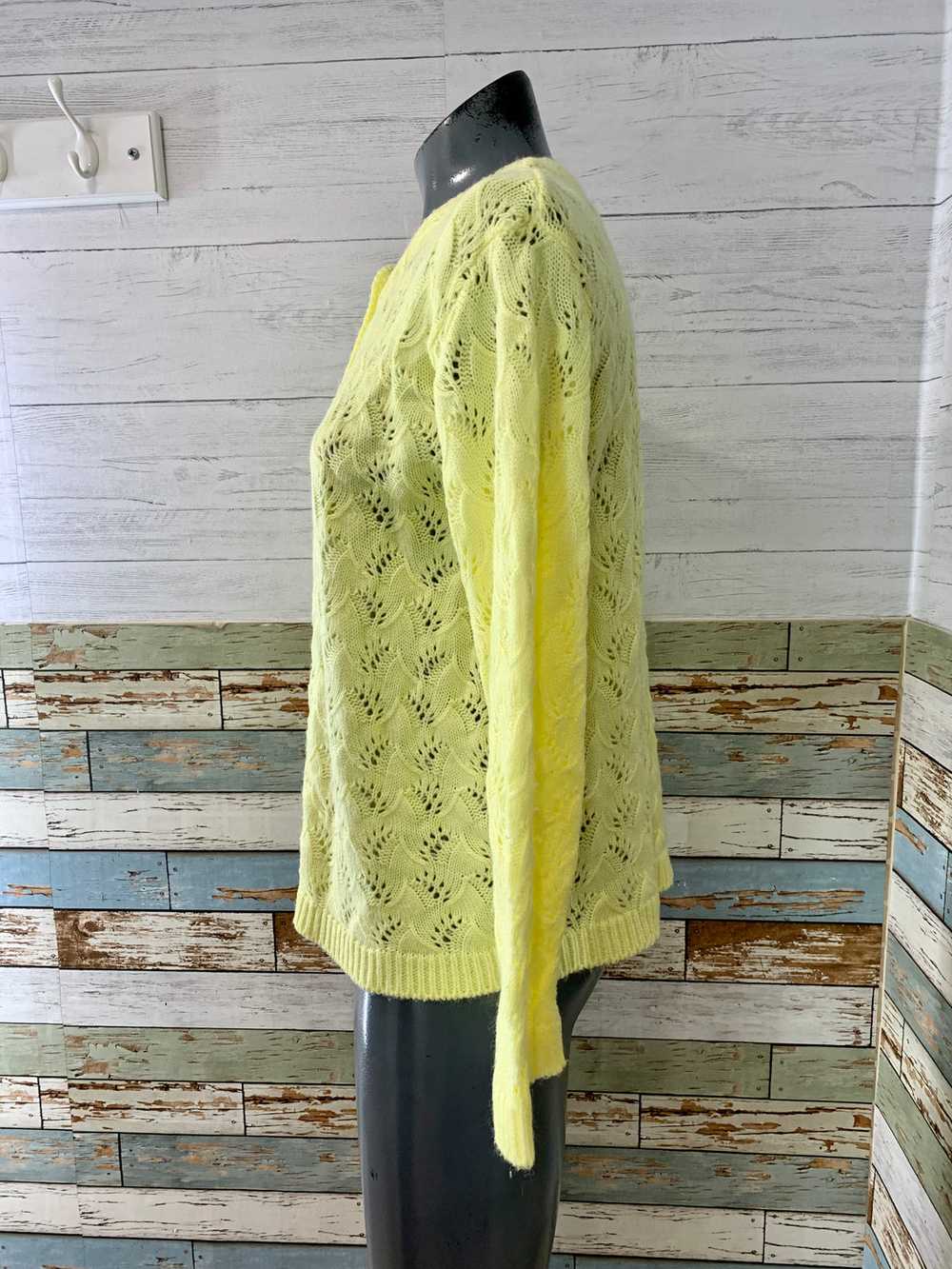 70’s Bright Yellow Knit Cardigan Sweater - image 5