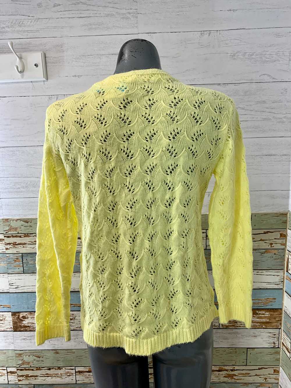 70’s Bright Yellow Knit Cardigan Sweater - image 6