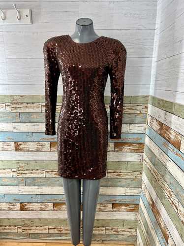 90’s Bronze Long Sleeve Sequence Dress