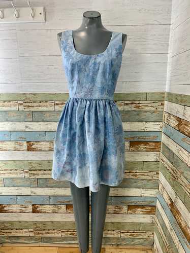 90s Revival 60s Custom Blue Floral Mini Dress