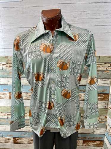 70’s Long Sleeve Pear Print Shirt by Oleg Cassini 