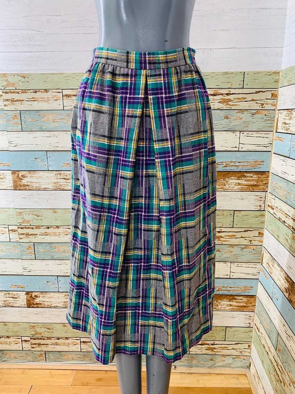 80’s Tartan Wool Skirt Long Length By Jack Winter… - image 1