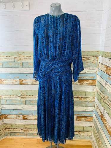 90s - Long Sleeve Silk Dress - image 1