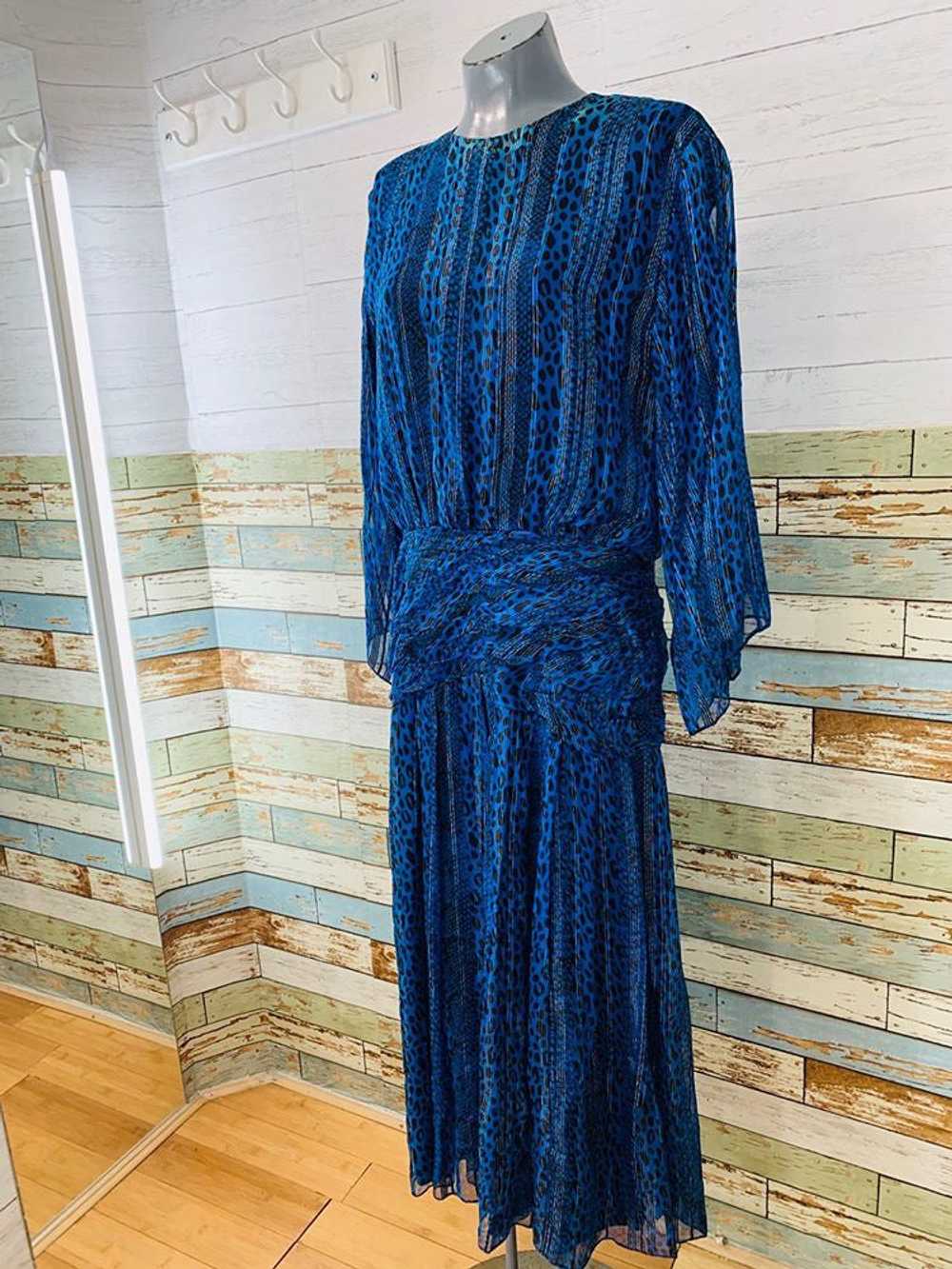 90s - Long Sleeve Silk Dress - image 5
