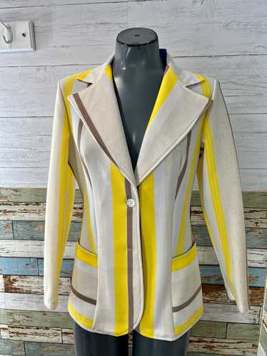 70’s Off White & Yellow Stripes Blazer By Pablo Co