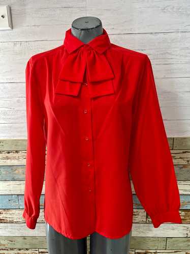 80’s Detachable Bow Collar Long Sleeve Blouse