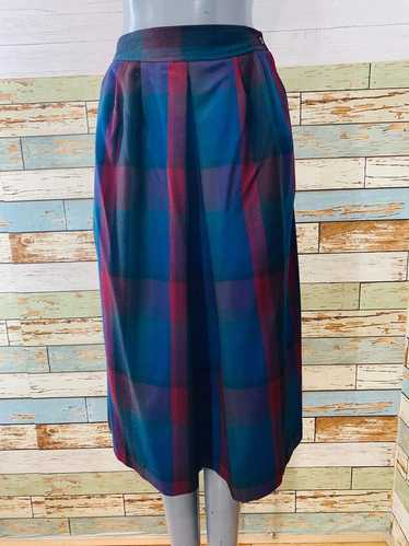 80’s High Waisted Tartan Wool Skirt By Allen Berna