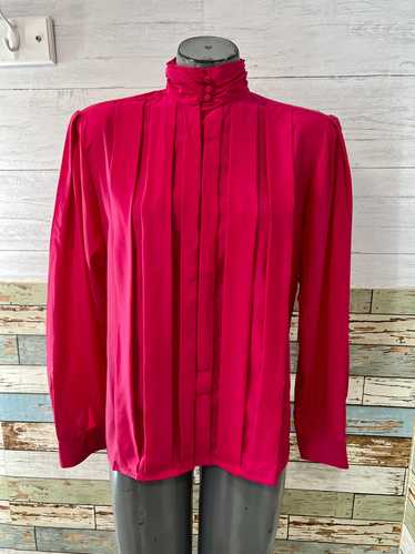 80’s Hot Pink High Neck with Vertical Pleads