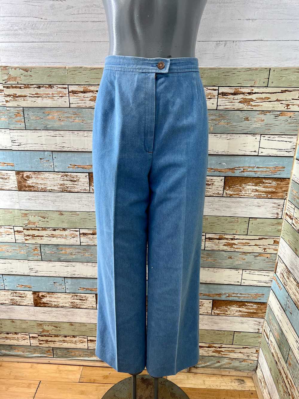 80’s Light Blue Denim Slacks Style Pants - image 1