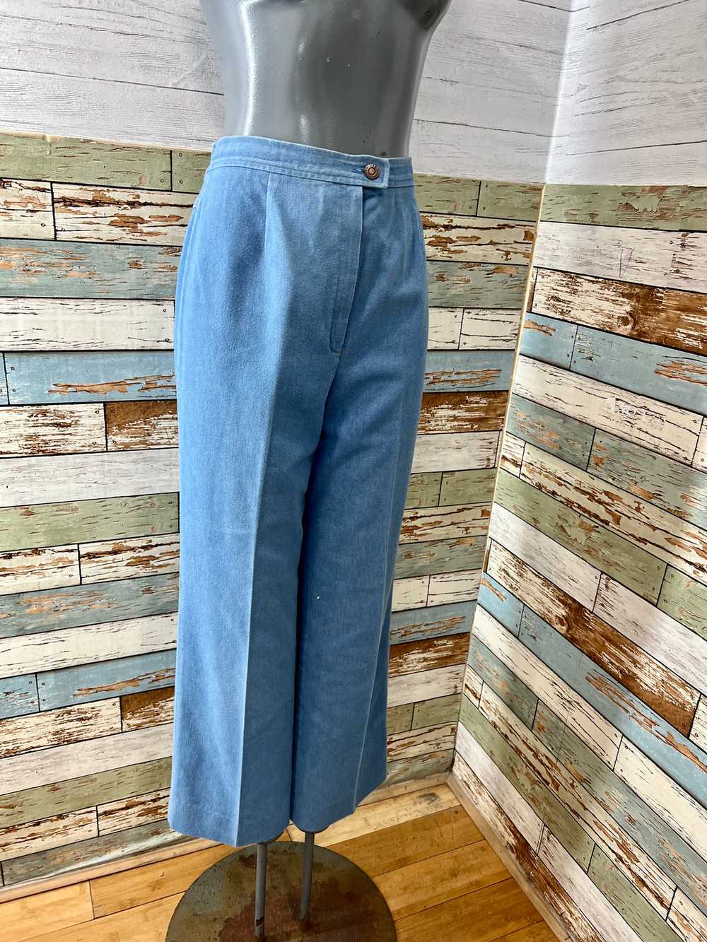80’s Light Blue Denim Slacks Style Pants - image 2