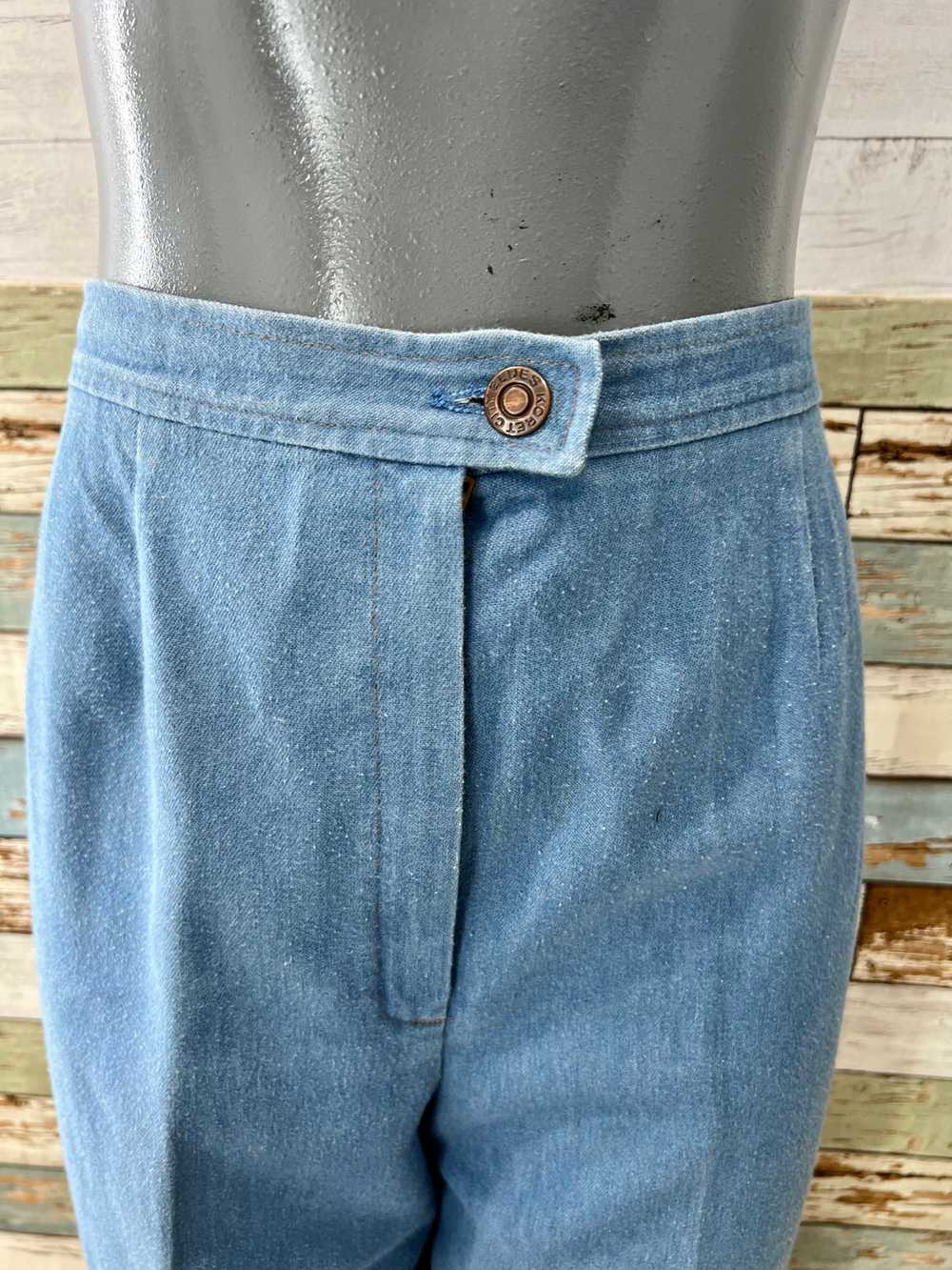 80’s Light Blue Denim Slacks Style Pants - image 3