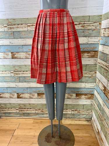 70’s Plaid Pleated Flare Skirt
