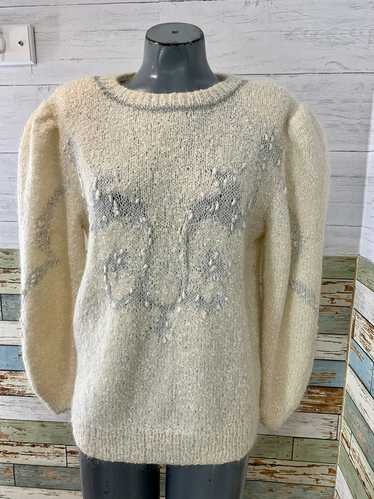 80s Off White Knit Crewneck Sweater
