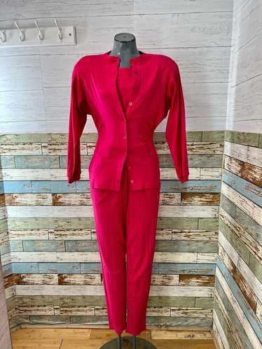 80s Pink Jumpsuit And Cardigan Set