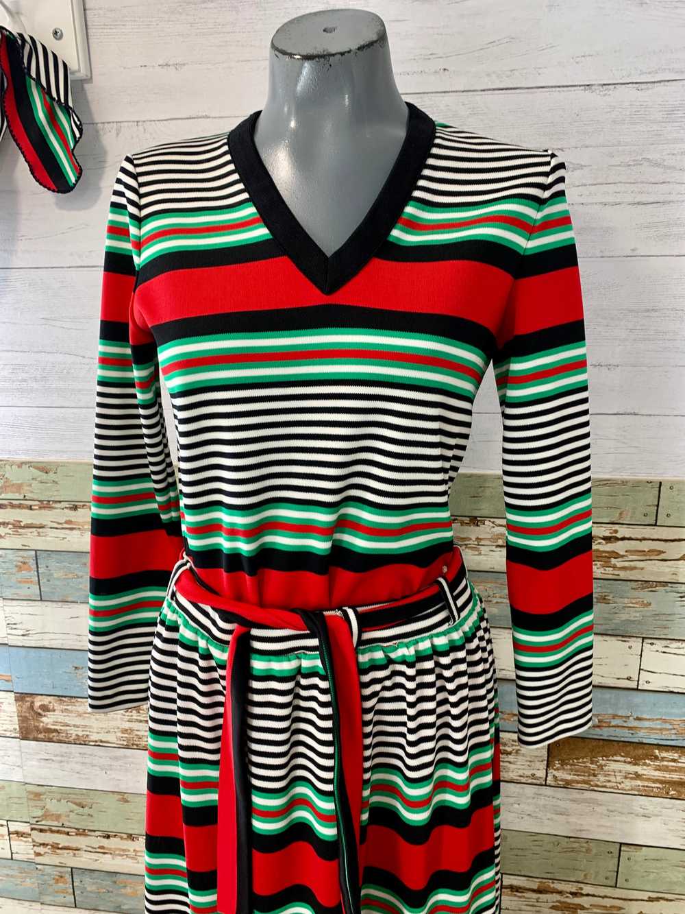 70’s Stripe Three Piece Skirt Top, & Scarf Set - image 3
