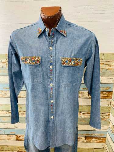 80s - Denim With Studs Long Sleeve Shirt