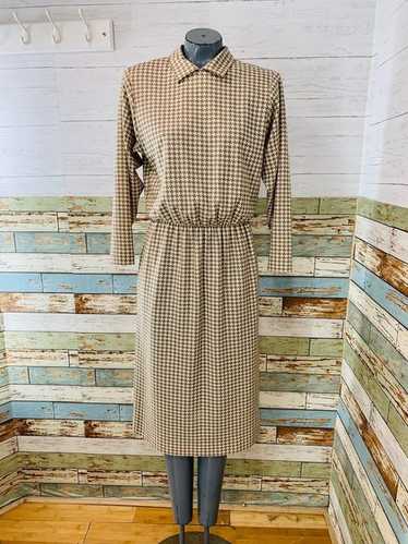 80s Houndstooth Long Sleeve Dress By Bobby’s Girl.