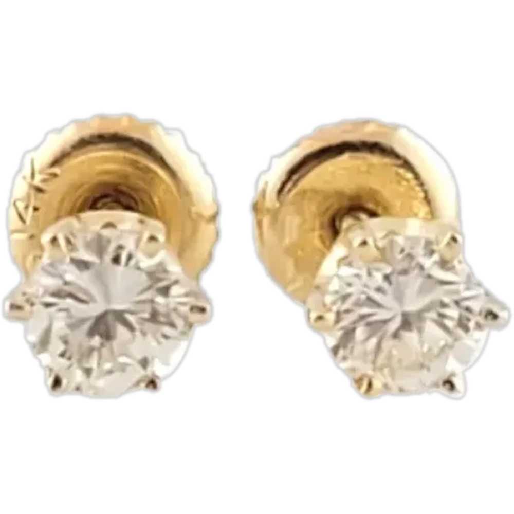 VIntage 14 Karat Yellow Gold Diamond Stud Earrings - image 1