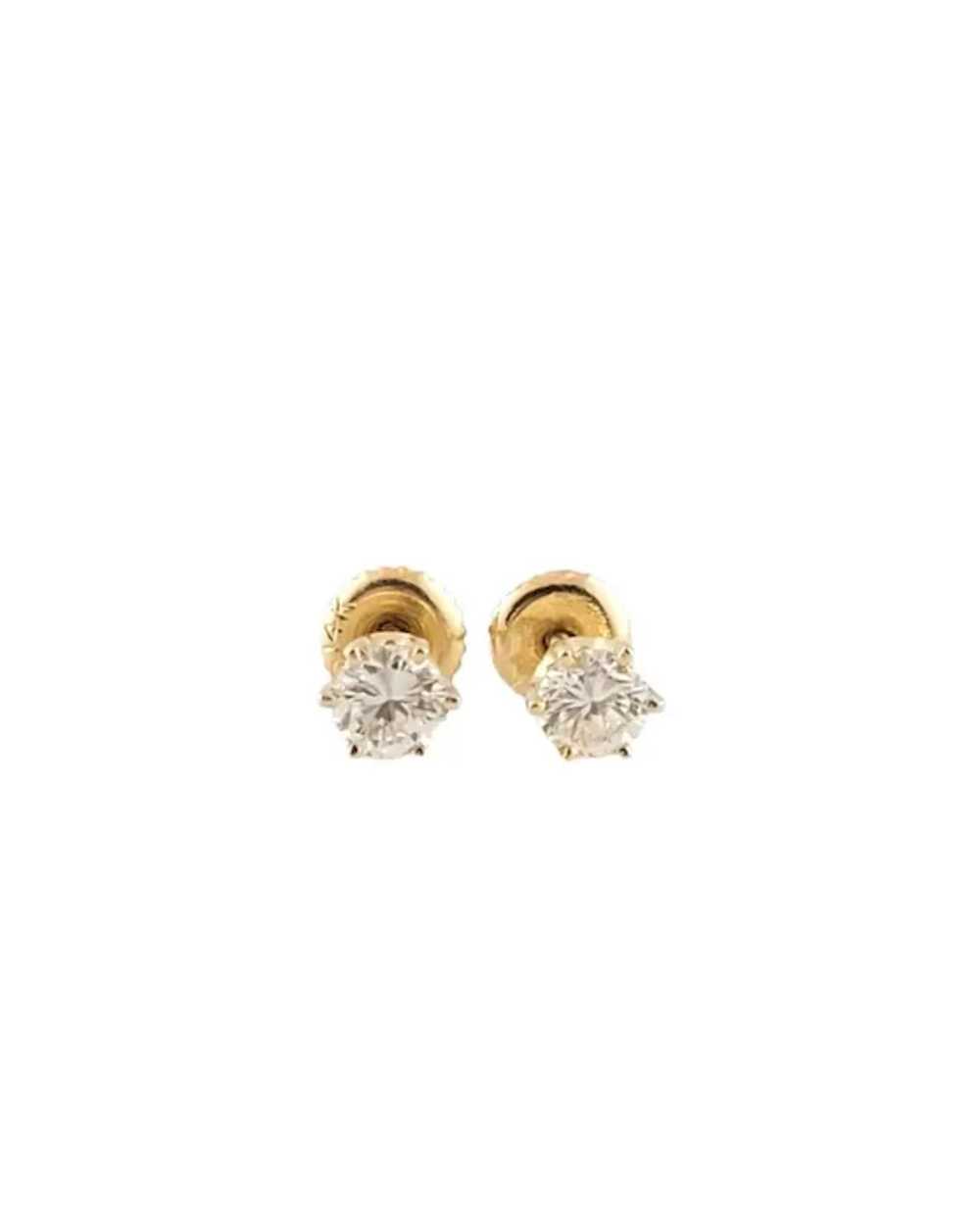 VIntage 14 Karat Yellow Gold Diamond Stud Earrings - image 2