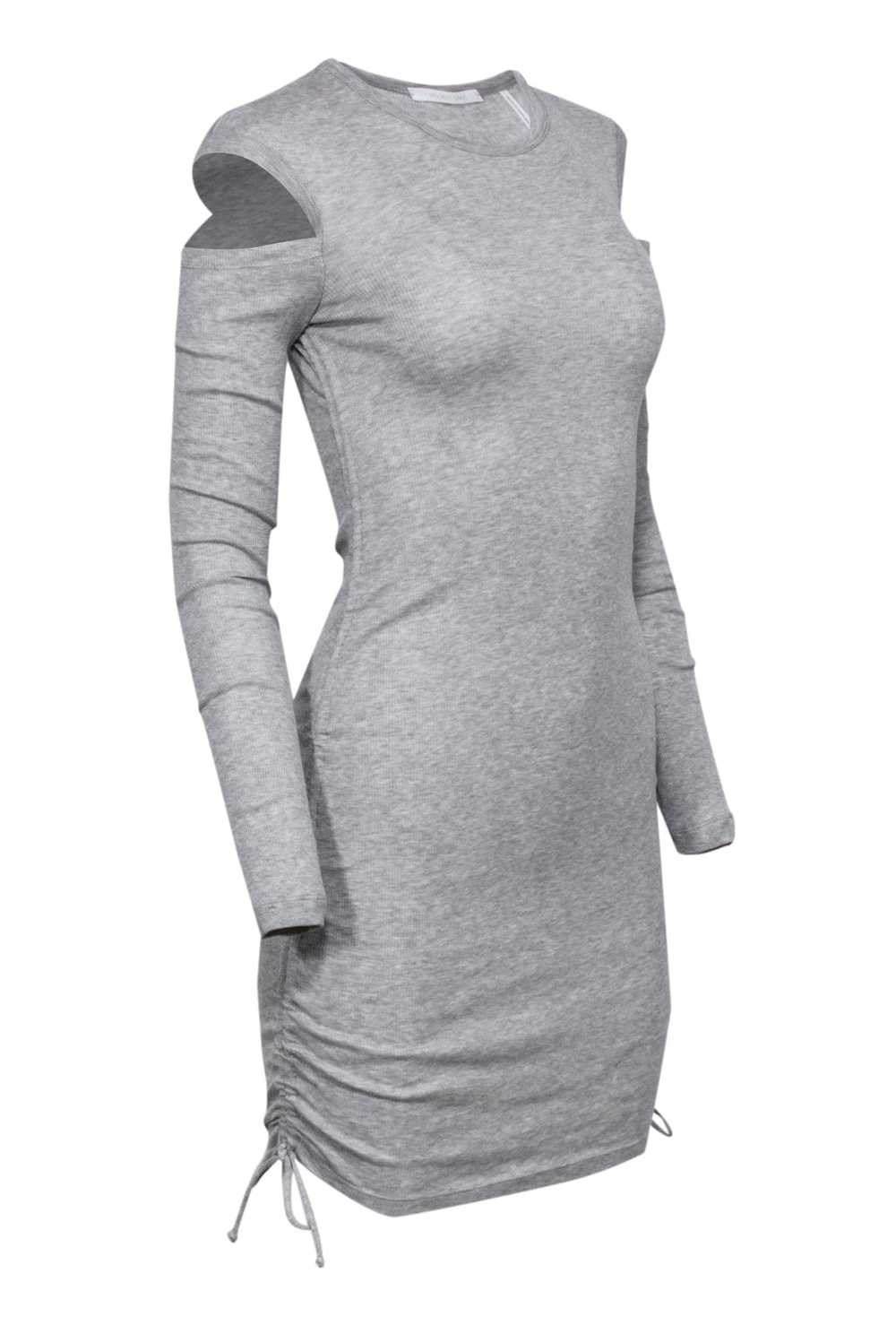 Helmut Lang - Grey Ribbed Cold Shoulder Long Slee… - image 2