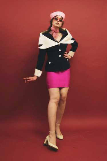 1990s Donna Karan hot pink silk mini skirt