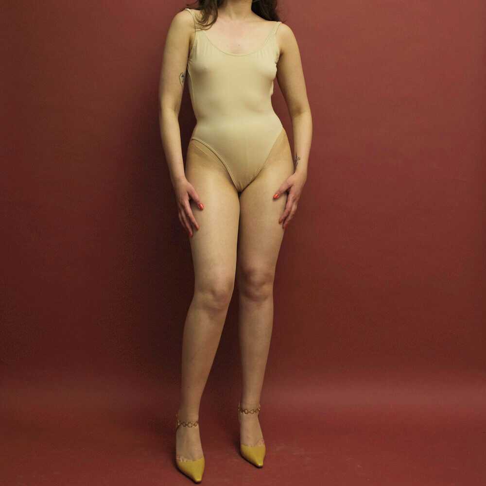 1990s OMO Norma Kamali beige swimsuit - image 2