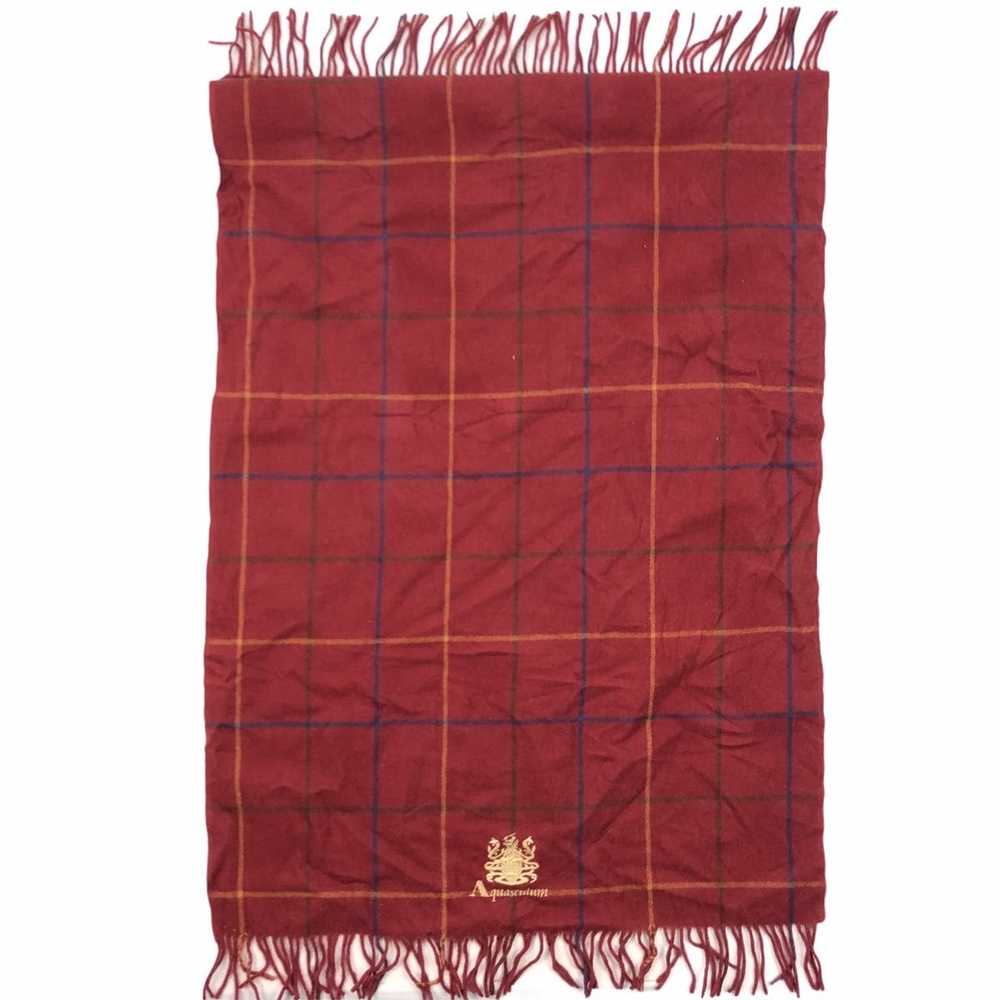 Aquascutum AQUASCUTUM Plaid Scarf Fringes Wool Mu… - image 1