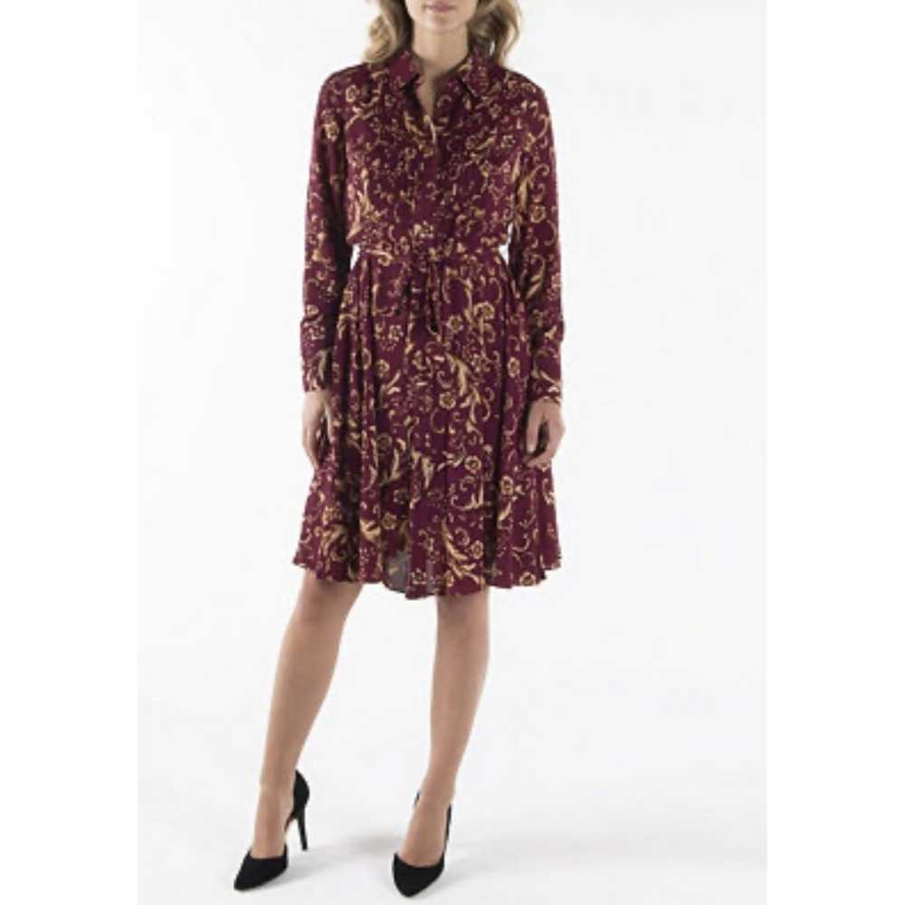 Nanette Lepore Nanette Lepore Burgundy Floral Pai… - image 1