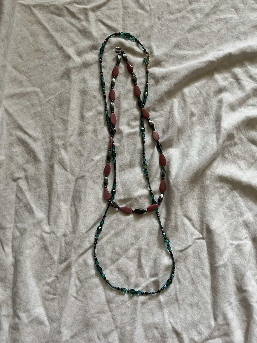 Vintage RETRO BEADED NECKLACES (2) - image 2