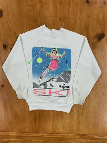 Vintage Vintage 90s Neon Ski Aspen Crewneck
