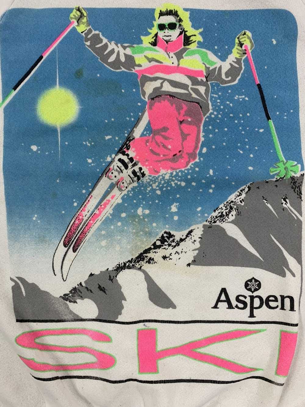 Vintage Vintage 90s Neon Ski Aspen Crewneck - image 2