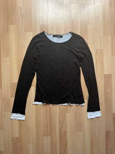 Comme des Garçons black long sleeve double layered mesh top