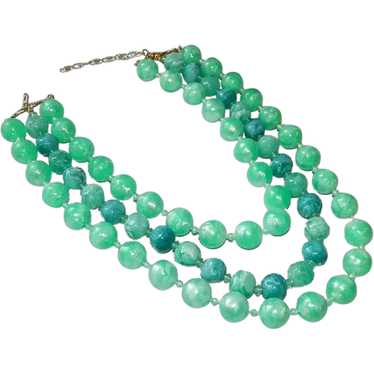 Fancy Triple Strand Seafoam Green & Turquoise Blue