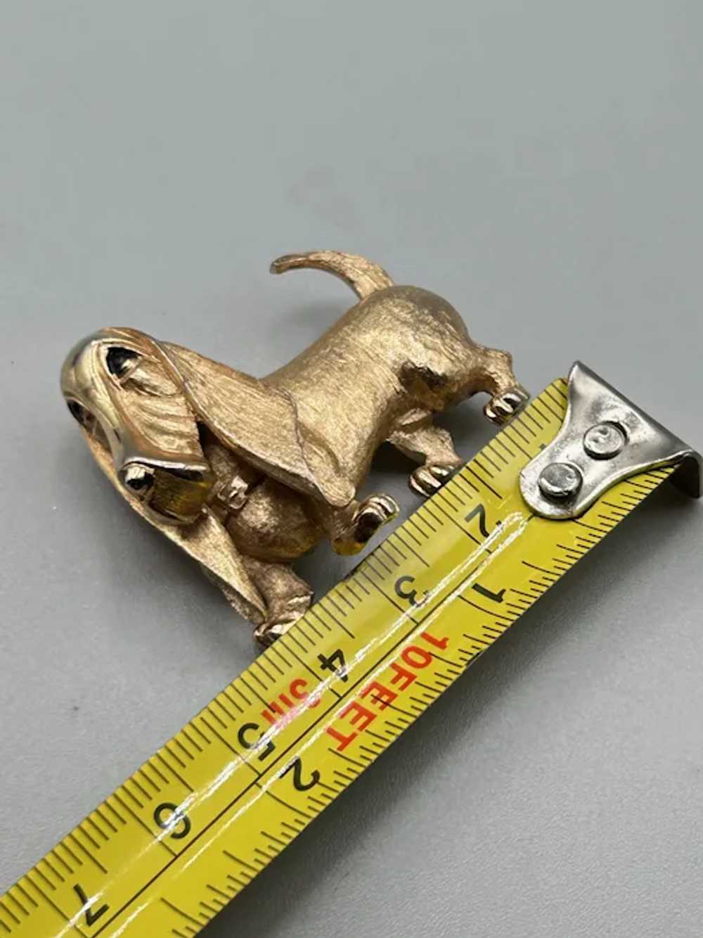 Signed BOUCHER Basset Hound Dog Pin Brooch Gold T… - image 8