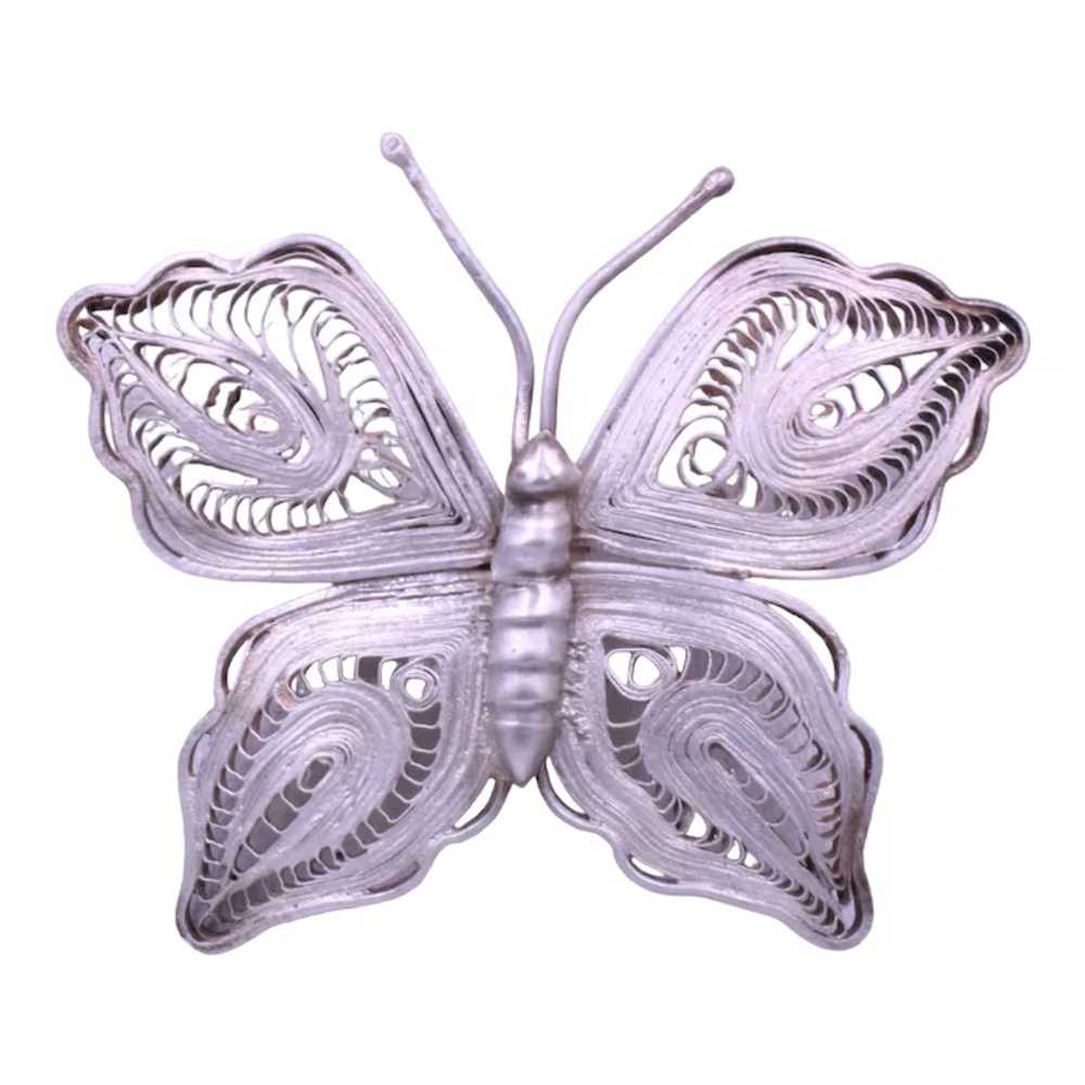 Brooch Pin Cannetille Filigree Silver Butterfly - image 2