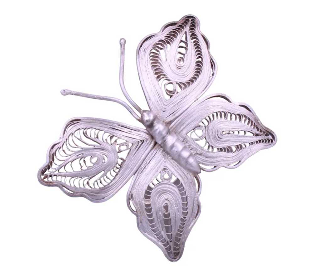 Brooch Pin Cannetille Filigree Silver Butterfly - image 3