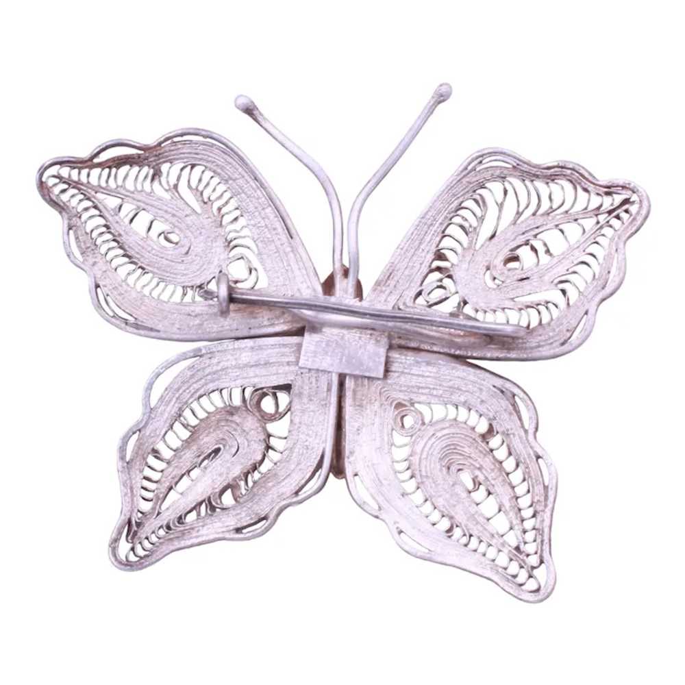 Brooch Pin Cannetille Filigree Silver Butterfly - image 4