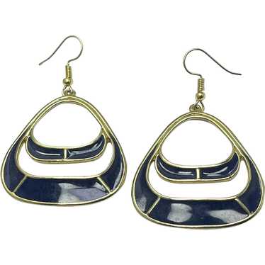 Vintage Blue Enamel Earrings