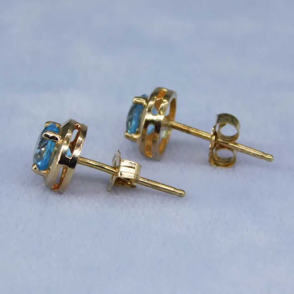 14K Yellow Gold Baby Swiss Blue Topaz Stud Earrin… - image 6