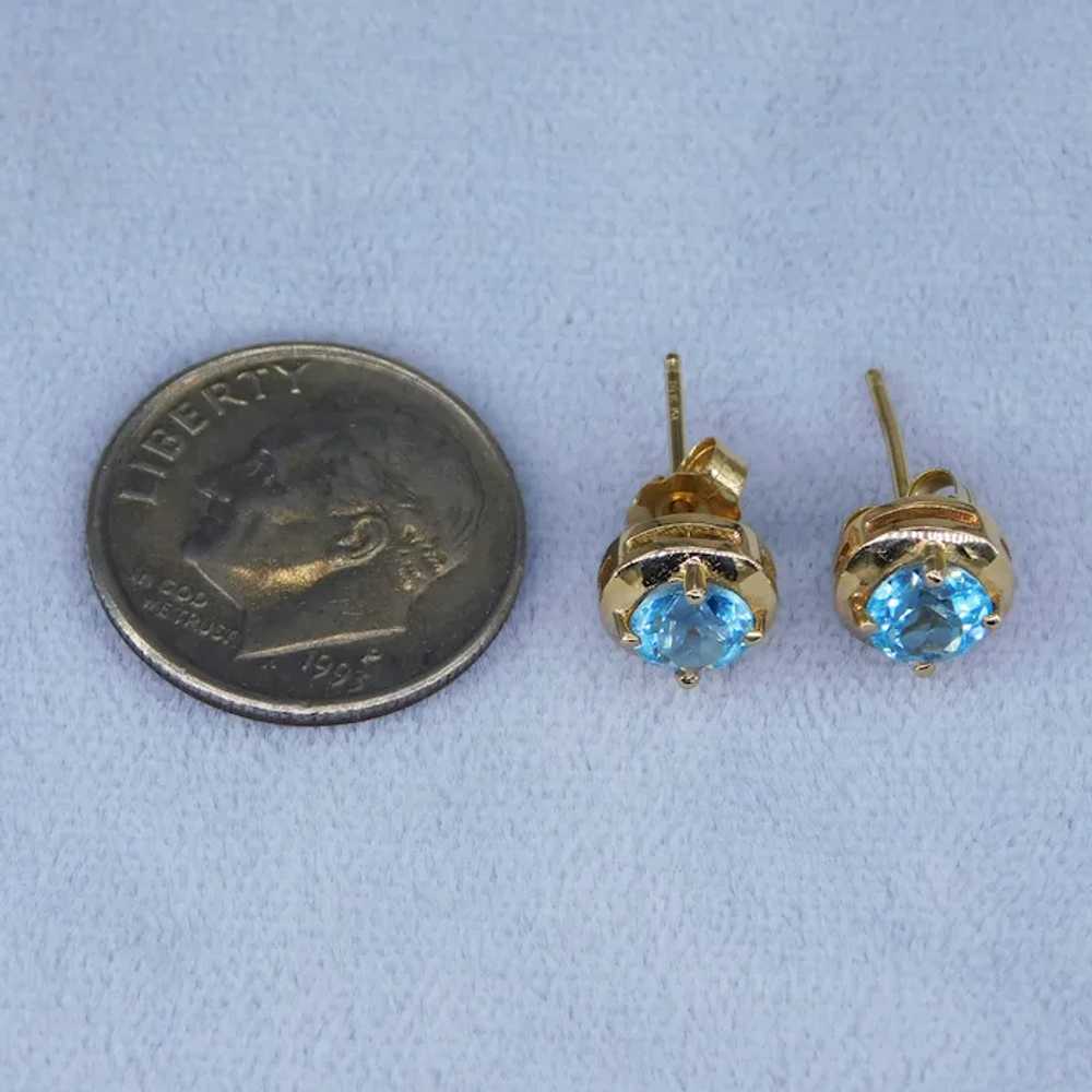 14K Yellow Gold Baby Swiss Blue Topaz Stud Earrin… - image 9