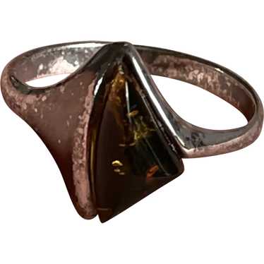 Modernists Baltic Amber & Sterling .925 Ring - image 1