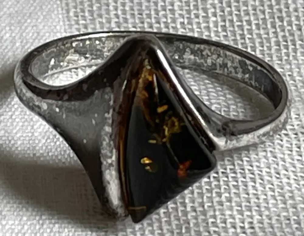 Modernists Baltic Amber & Sterling .925 Ring - image 2