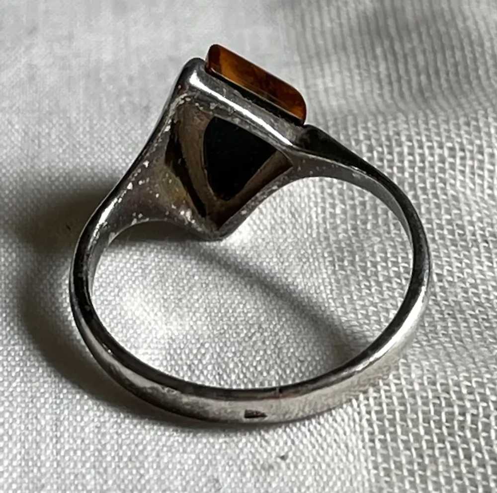 Modernists Baltic Amber & Sterling .925 Ring - image 5