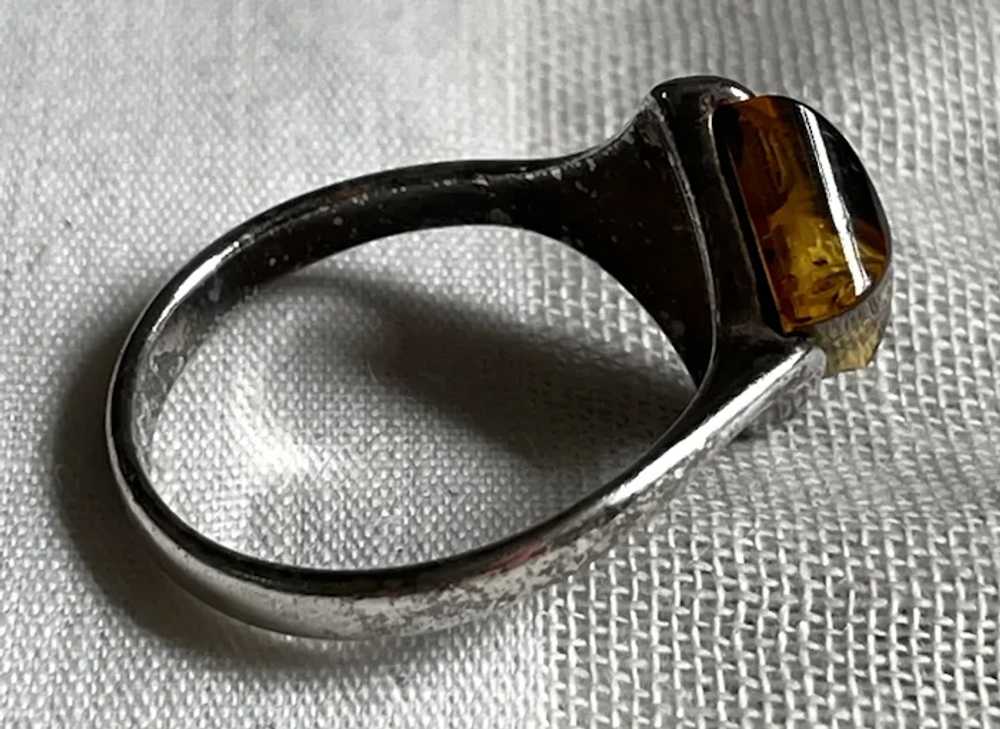 Modernists Baltic Amber & Sterling .925 Ring - image 6